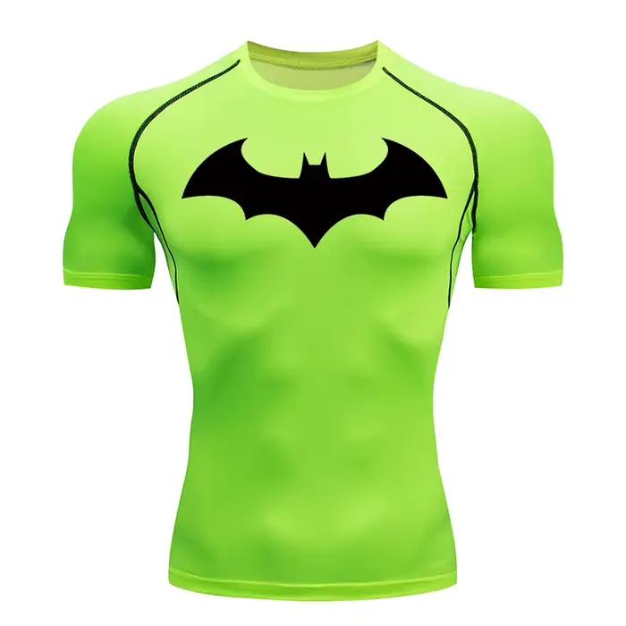 Chemise de compression homme graphique chauve-souris manches courtes protection éruptions sport activités gym course à pied entraînement athlétique