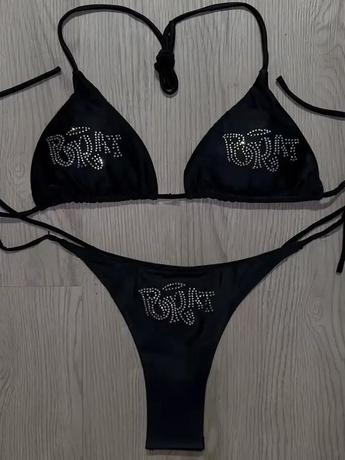 2000s femme Punk nouveau maillot de plage vêtements gothiques BRAT strass impression Grunge maillot