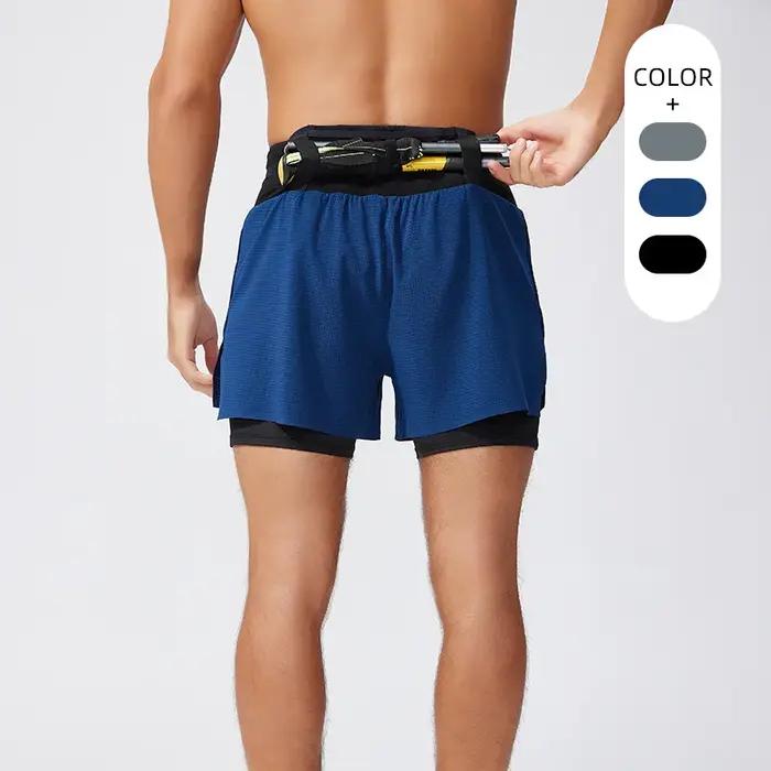 Short sport 2 en 1 homme marathon fitness multi-poches - Double pont basket course
