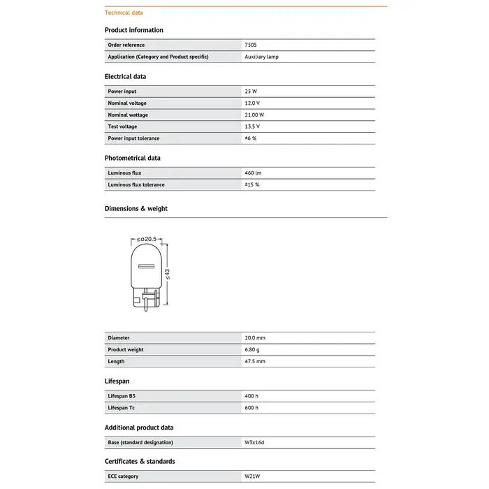 OSRAM – ampoules d'origine W21W T20 7440, clignotant, feux de stationnement et de recul, OEM, vente