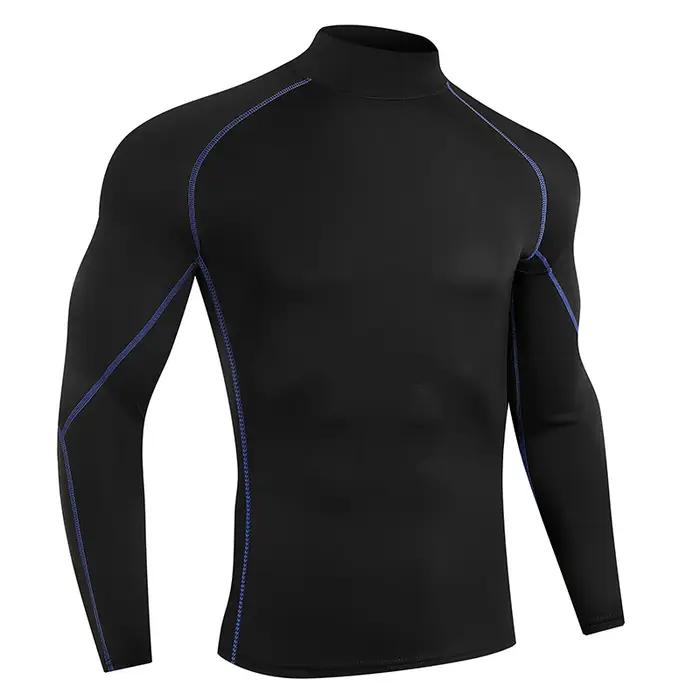 Hommes course T-Shirt séchage rapide musculation Sport chemise à manches longues haut de Compression