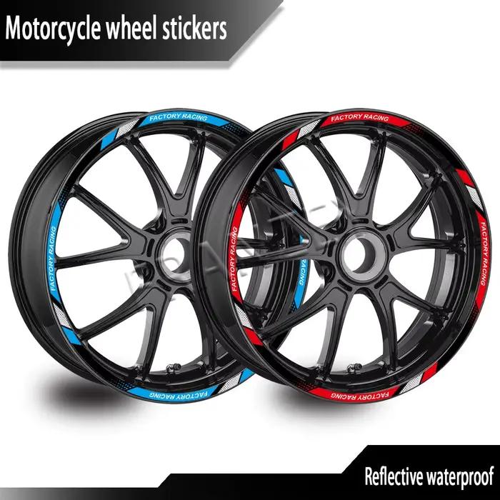 Autocollants réfléchissants de bande de roue de moto, autocollants de bande de moyeu de Scooter de j