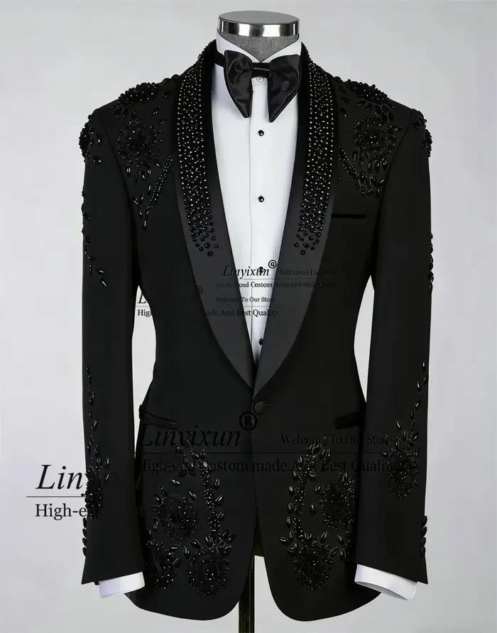 Costume homme en diamant avec strass étincelants, costume de marié personnalisé, blazers pour hommes