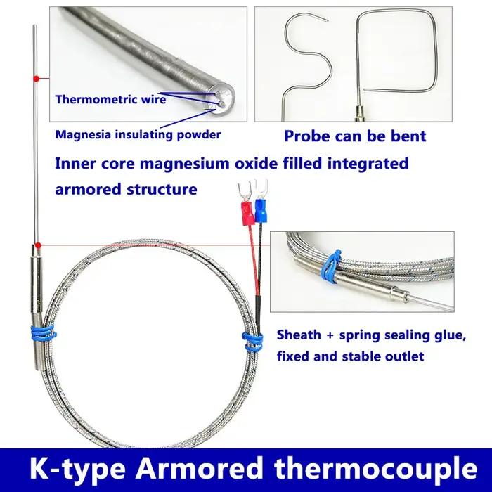 Thermocouple blindé de type K, capteur de température WRNK-191, 1mm 1.5mm 2mm 3mm 4mm 5mm 6mm 8mm, s
