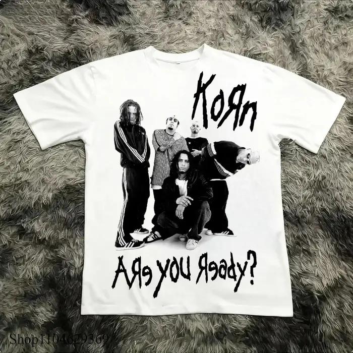 Korn Follow The Leader T-shirt en coton imprimé double face Metal Band Tee pour hommes et femmes, t-