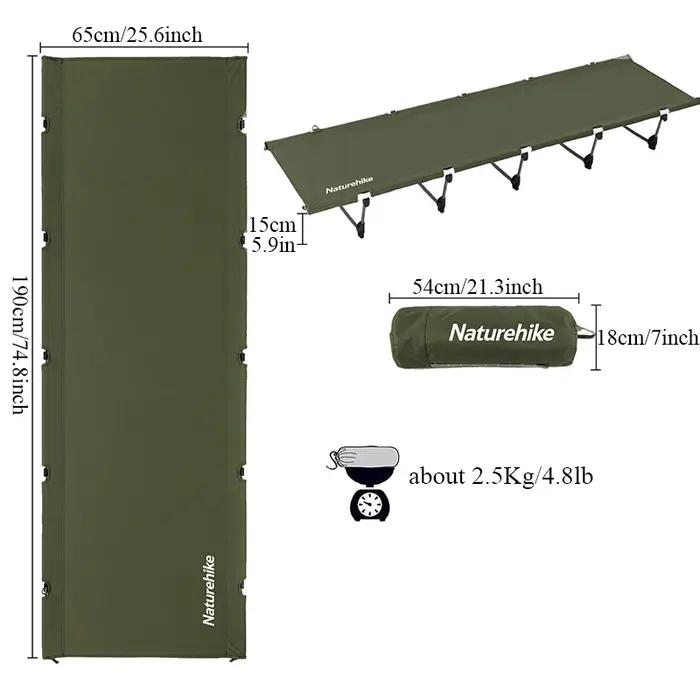 Natureifa Xjc05-Lit de Camping Pliant, Compact, Ultraléger, Voyage, Pêche, Plage, Couchage en Plein