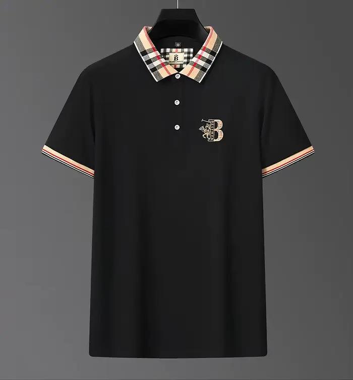 Marque de luxe à manches courtes hommes polo été haut de gamme mode plaid broderie revers t-shirt st