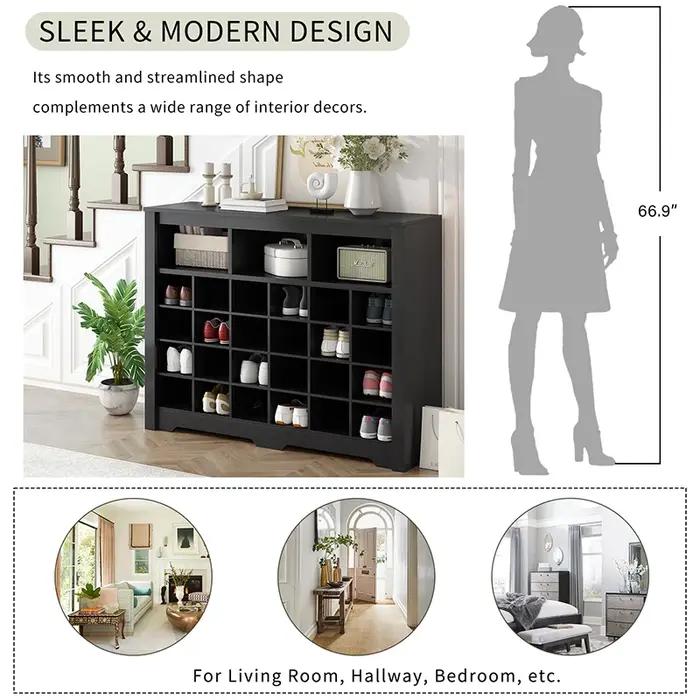 ON-TREND-Console Cubby 24 chaussures au design élégant, armoire à chaussures moderne avec base incur