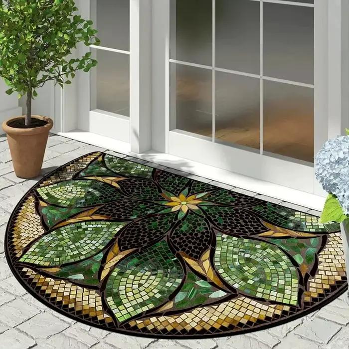 Tapis d'entrée semi-circulaire de luxe pour bienvenue élégante et protection du sol intérieur pour jardin extérieurUsageIdéesOccasionsSpéciales