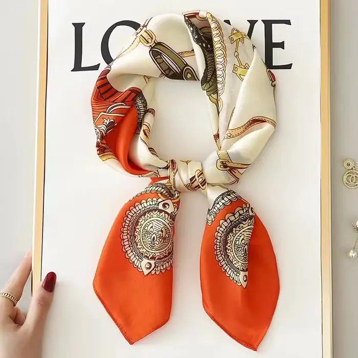 Foulard carré imprimé de luxe pour femmes, bandeaux de cheveux Hijab, foulard de la présidence, châl