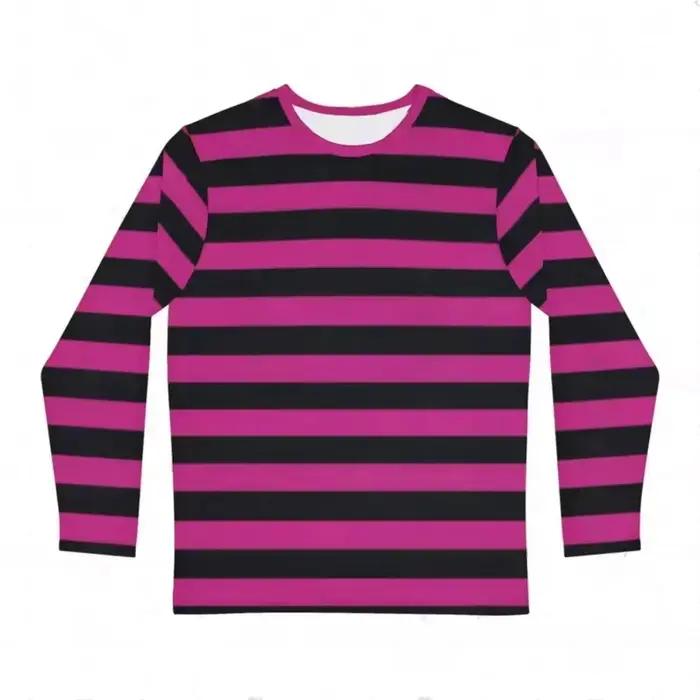 T-Shirt à manches longues pour filles, imprimé à rayures arc-en-ciel, décontracté, à col rond, vêtem