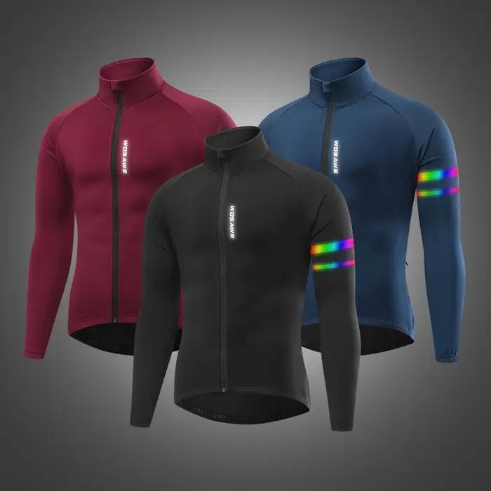 WOSAWE hommes thermique hiver cyclisme veste doublure polaire à manches longues Jersey coupe-vent co