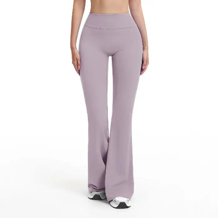 Pantalon de sport évasé pour femme, taille haute, jambe large, pour le yoga, la gym et le fitness