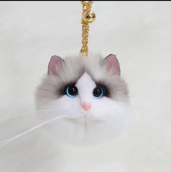 Haute qualité simulation peluche chat mignon téléphone portable boucle sac boucle voiture porte-clés