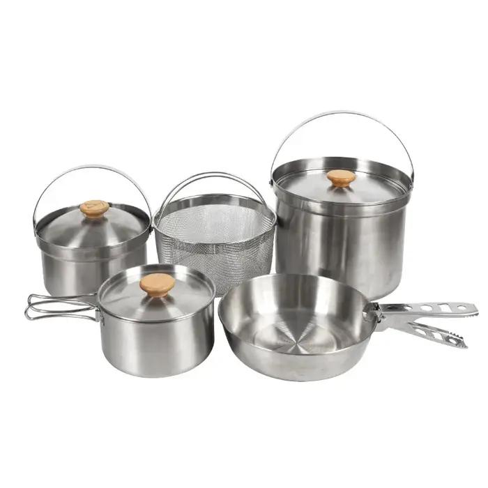 NOBANA plus récent ensemble de casseroles en acier inoxydable en plein air Camping famille Pot ensem