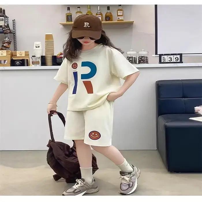 Ensemble de vêtements d'été pour adolescentes, t-shirt et short avec lettres imprimées, costume 2 pi