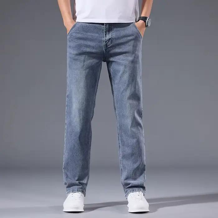 Jean ample à jambe droite pour homme, style rétro délavé, élastique, décontracté, adapté à toutes le