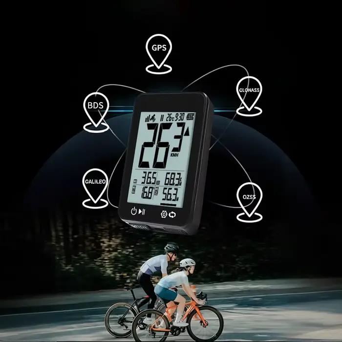 Ordinateur de vélo GPS sans fil écran LCD 2.4 pouces compteur de vitesse odomètre rétro-éclairage automatique support pour cyclisme professionnel et débutant