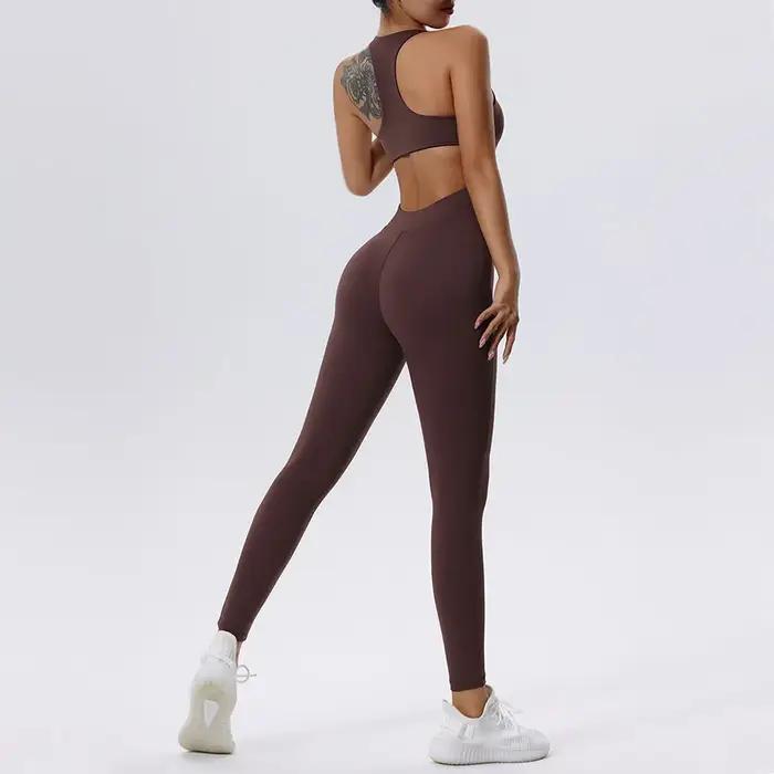 Ensemble de yoga à fermeture éclair pour femme, combinaisons de yoga, barboteuses de batterie d'entr