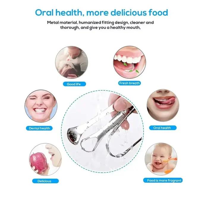 Nettoyeur de grattoir à langue en métal Premium 1 pièce/3 pièces pour adultes et enfants, grattoirs