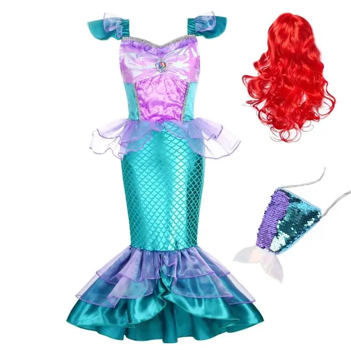 Robe sirène pour filles, breloque princesse Cosplay, Costume scintillant à paillettes pour enfants,