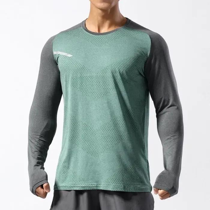 T-shirt sport homme manches longues fitness musculation - Séchage rapide et respirant pour le gym