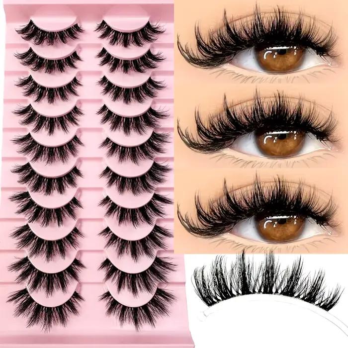 10 paires naturel longue tige transparente 3D vison cils Manga cils chauds faux cils moelleux doux c