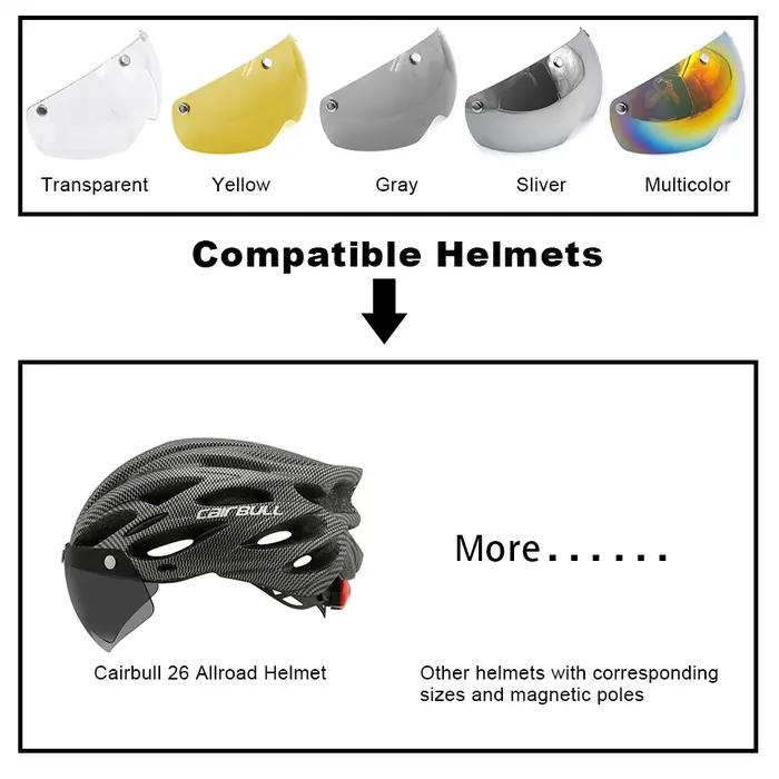 Visière de casque de vélo 95 mm verres magnétiques polycarbonate anti-UV pour route et VTT aérodynamique sécurité visibilité occasions spéciales