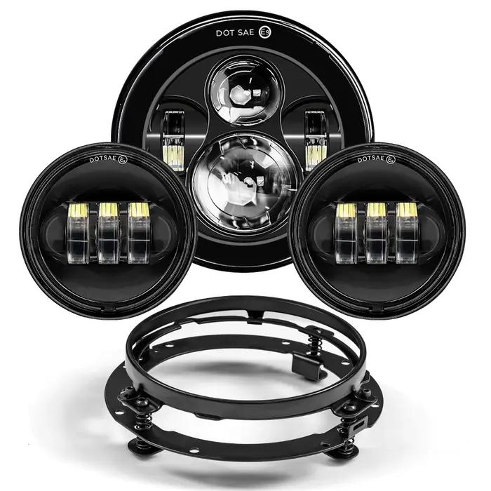 Phare LED pour Moto de 7 pouces, avec 4-1/2 pouces, 4.5 pouces, feu de croisement antibrouillard aux