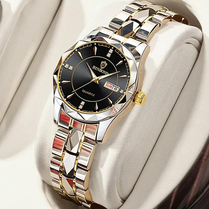 BINBONG femmes montres de luxe mode dames montre à Quartz étanche lumineux Date en acier inoxydable