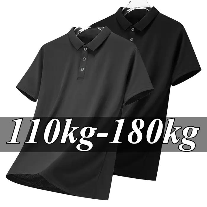 Polo surdimensionné noir 6XL 7XL pour hommes de grande taille vêtement estival ample manches courtes polyvalent occasions spéciales