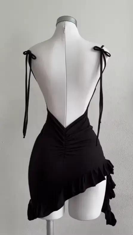 Robe sexy à lacets dos nu pour fille, jupe moulante à la hanche, sensation haut de gamme, populaire,