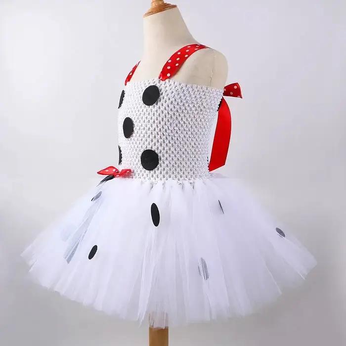 Costumes de chien dalmatien blanc pour bébés filles, robe Tutu de chiot tacheté pour enfants, tenue