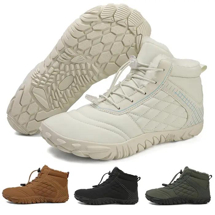 Bottes de randonnée pieds nus d'hiver pour hommes et femmes, bottes de neige chaudes sans lacet, bot