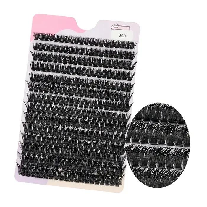 Faux cils grappes DIY, 14 rangées d'imitation de fourrure de vison vrais cils et faux, extension de