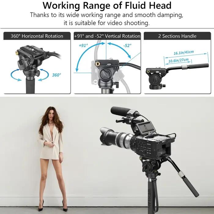 Trépied pour appareil photo reflex numérique professionnel, monopode, 360, panoramique, tête des Émi