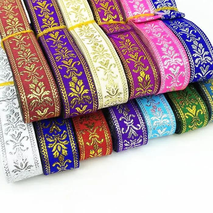 Ruban brodé ethnique Vintage, couleur or argent, 7 yards, 20mm 25mm, garniture en dentelle Boho, sac