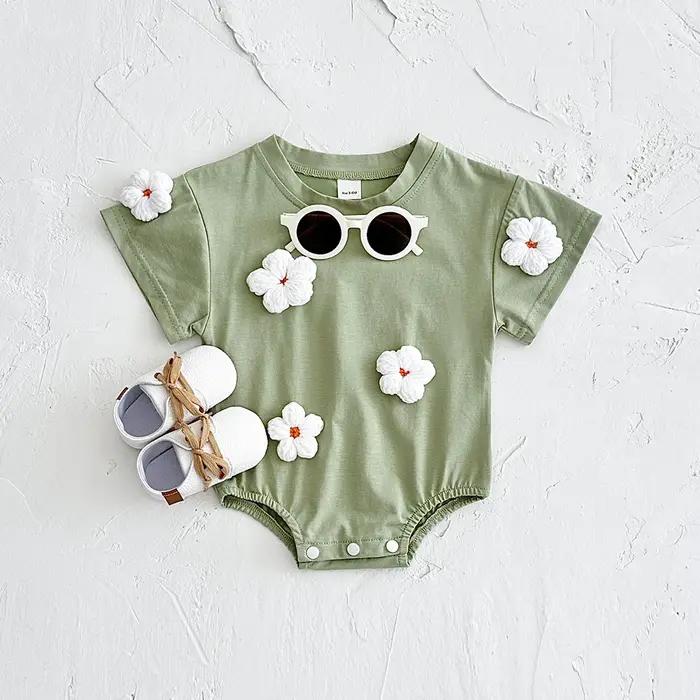 Combinaison d'été à manches courtes pour nouveau-né, barboteuse pour bébé, costume de batterie trian