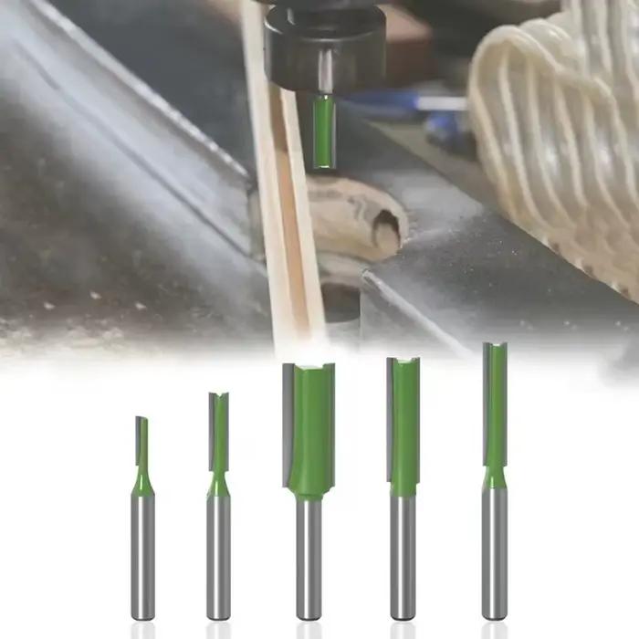 7 pièce/ensemble 6mm/1/4 "tige droite carbure de tungstène simple Double cannelure routeur fraise à