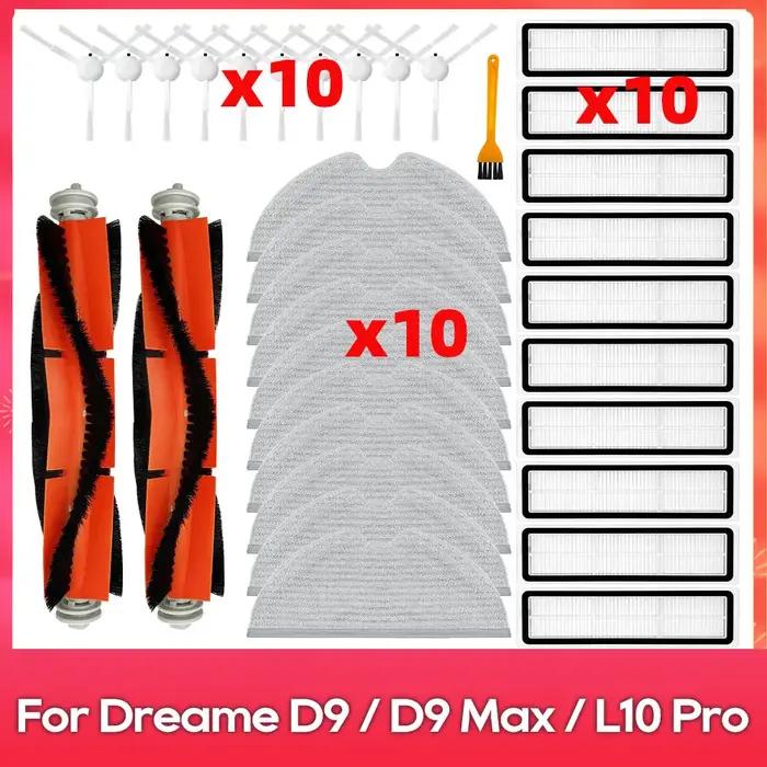 Compatible avec (Dreame D9, D9 Max, L10 Pro, Trouver LDS Finder) Accessoires : brosse principale, br