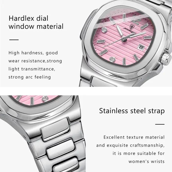 POEDAGAR carré mode femme montre-bracelet lumineux étanche Date dames montre de luxe de haute qualit