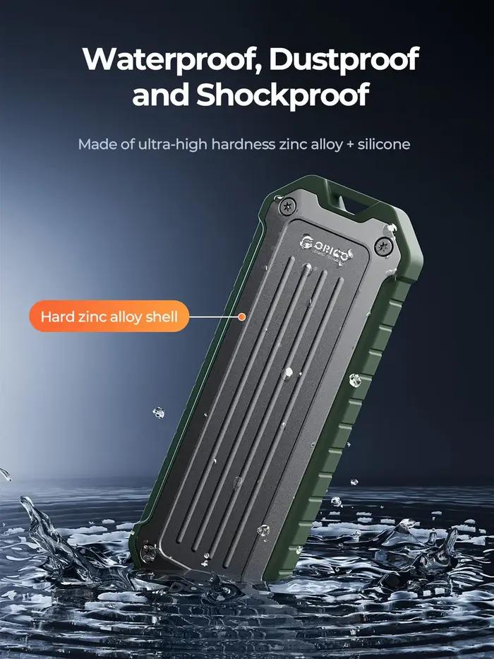 ORICO-Boîtier portable M.2 NVMe SATA SSD, en alliage de zinc, étanche, antichoc, 10Gbps avec lanière