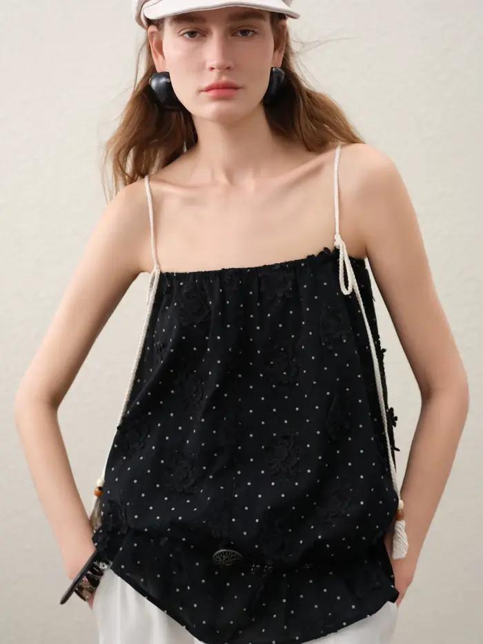 FSLE【Série Premium】Ensemble deux pièces été 2026 pour femme : caraco brodé et short – Tenue de vacan