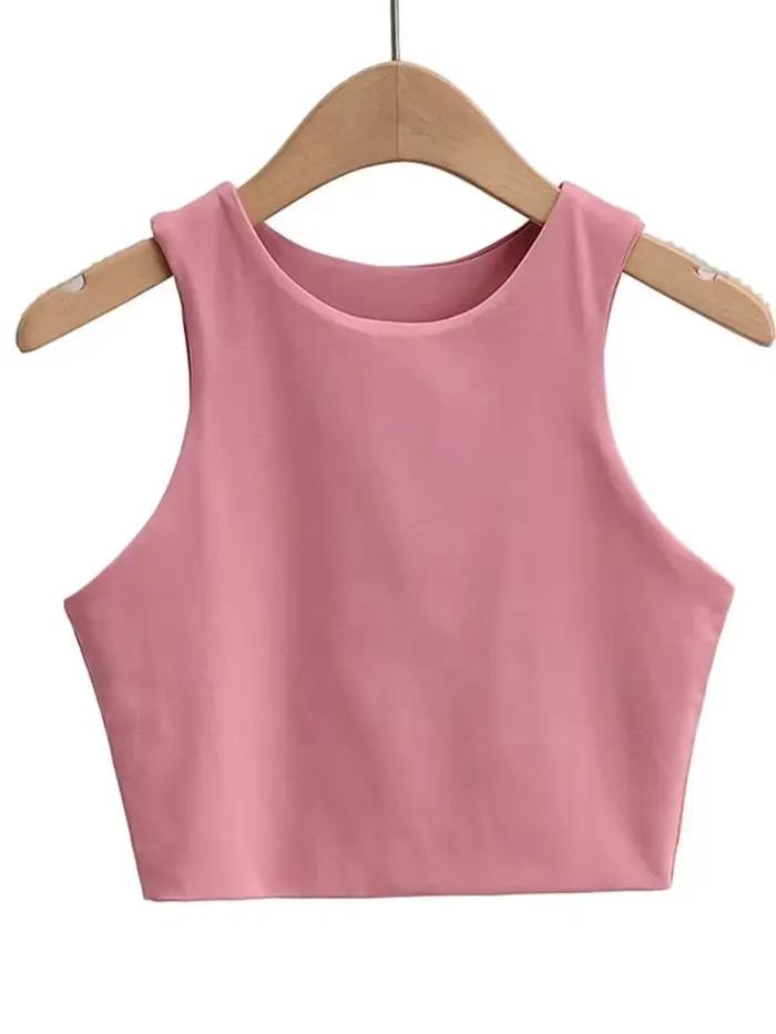 Débardeur Sexy et Slim pour femmes, col rond, sans manches, Double Nylon, bonne qualité, 6 couleurs,