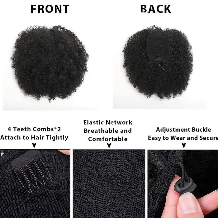 Extension de queue de cheval synthétique Afro bouffante, cheveux crépus bouclés avec cordon de serra