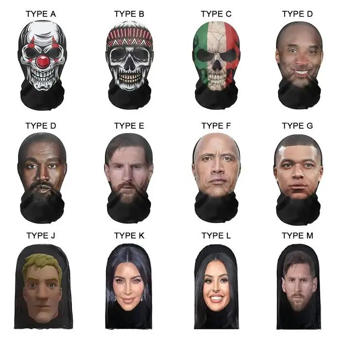 Masque intégral unisexe 3D Skull, Eagle Wolf, Kobe James Mock Hat, Bandana Head planchers f, Sauna B