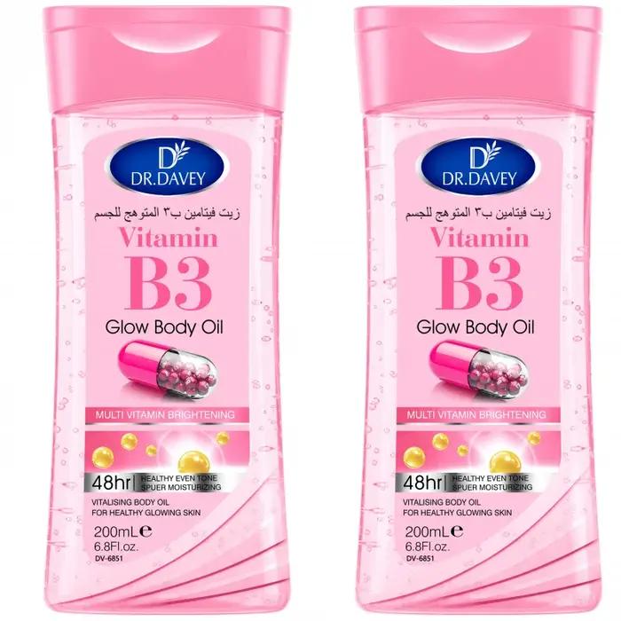 2 flacons d'huile corporelle éclaircissante à la vitamine B3 DR.DAVEY, hydratante et nourrissante po