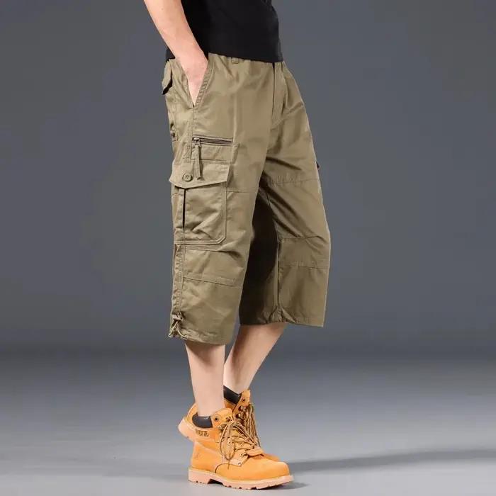 Short Cargo d'été pour hommes, ample, décontracté, sous le genou, taille élastique, grande taille, J