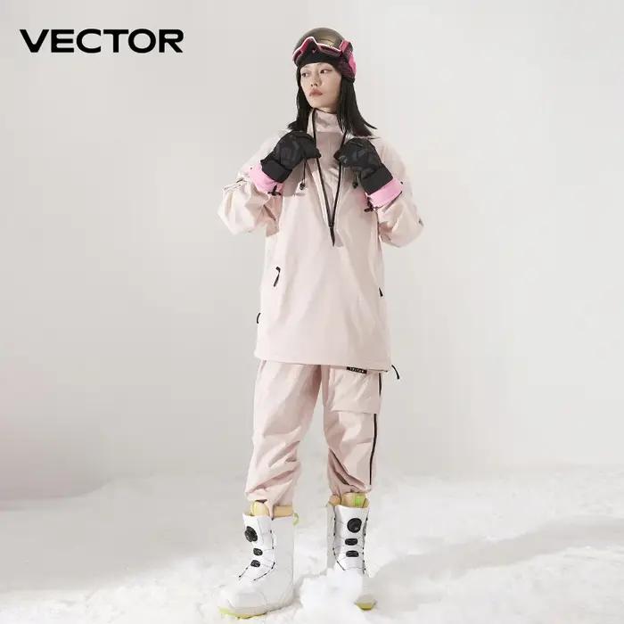 Veste de Ski de couleur unie pour hommes et femmes, pantalon de Ski chaud, coupe-vent, salopette d'h