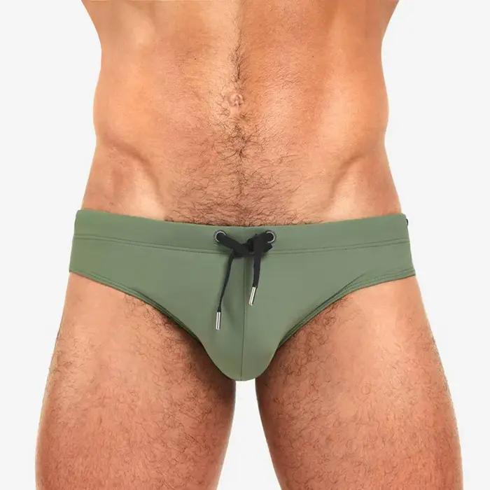 Slip de bain pour hommes, taille basse, couleur unie, maillot de bain de plage, culotte de bain, str